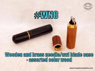 WNC - brass and wood needle case, keep your hand sewing needles and awl blade corralled, assorted color wood - $7.00.