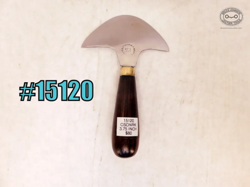 15120 – CS Osborne Newark marked round knife with round handle, 3-3/4 inches wide, sharpened – $80.00