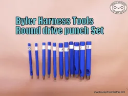 Byler Harness Tools round drive punch Set – #3-#13, 1/8 – 7/16 inch – set price $195.00 – in stock