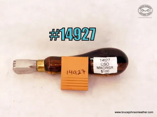 14927 – CS Osborne creasing tool, originally cataloged as a Mexican Creaser makes 3 bead lines overall width is 5/16 inches – $100.00