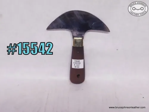 15542 – CS Osborne round knife, 4-3/4 inches wide hole drilled in handle for hanging – $100.00.