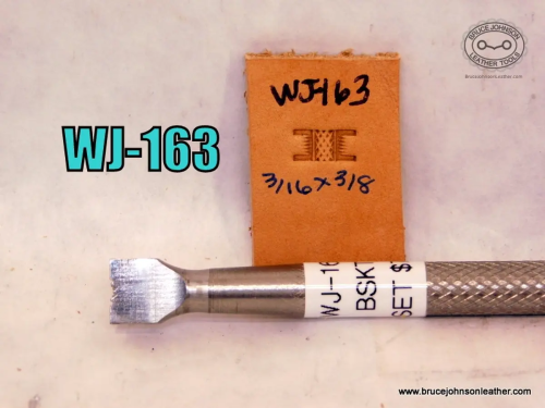 WJ-163 – Jueschke plait center basket stamp, 3-16 X 3-8 inch – $75.00.