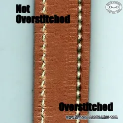 Machine stitching bottom stitch line before and after rolling with an overstitch wheel