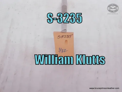 S-3235 William Klutts undershot lifter stamp, 3-32 inch – $35.00.