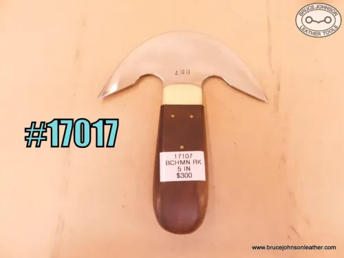 SOLD – 17017 – Bill Buchmann #7 round knife, 5 inches wide – $300.00.