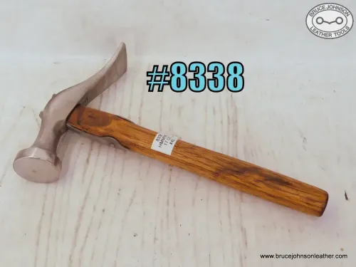 SOLD - 8338 – unmarked #2 European-style cobbler hammer with slight down set face, 17 ounce – $40.00