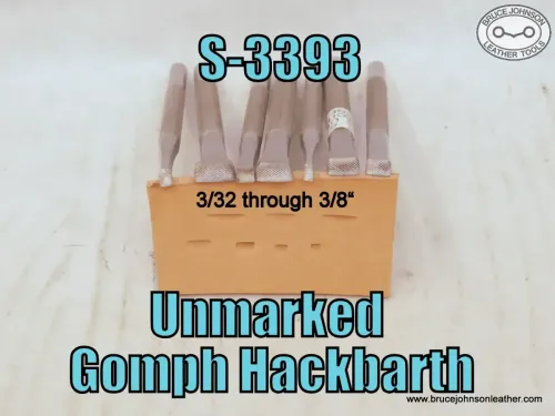 SOLD - S-3393 – unmarked Gomph Hackbarth 7 piece checkered beveler set, 3-32 to 3-8 inch – set $150.00