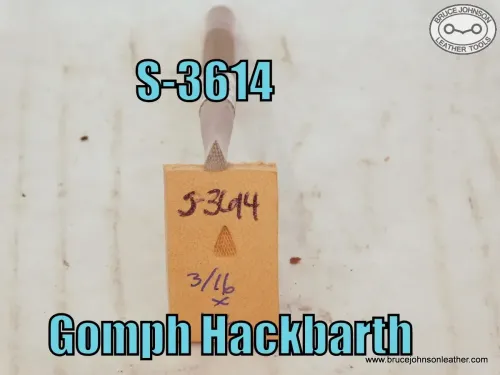 SOLD - S-3614 – Gomph Hackbarth coarse checkered triangle beveler, 3-16 X 1-4 inch – $50.00.
