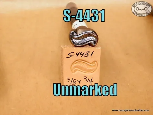 SOLD – S-4431 – unmarked ribbon-leaf stamp, 3-8X 3-4 inch – $65.00.
