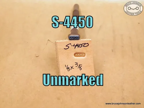 SOLD – S-4450 – unmarked rare 4 impression Birdseye background stamp, 1-8 X 3-8 inch – $40.00.