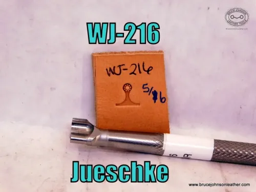 WJ-216 – Jueschke meander stamp with seed tip, 5-16 inch base – $75.00.