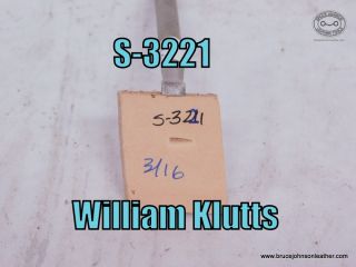 S-3221 – William Klutts checkered beveler, 3-16 inch wide – $35.00.