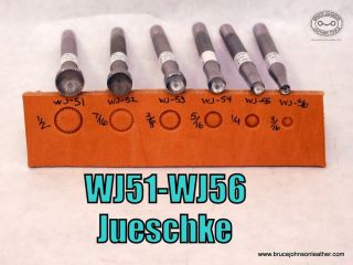 WJ51-WJ-56-51 -  Set of six Jueschke radiating line spot stamps, can be used as a graduated seeder set or individually as flower centers - Set price - $380.00