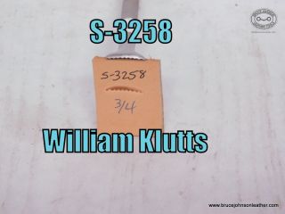 S-3258 – William Klutts lined and scalloped veiner stamp, 3-4 inch wide – $35.00.