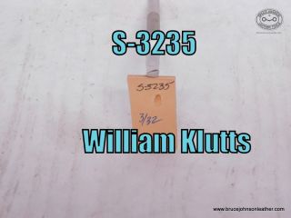 S-3235 – William Klutts undershot lifter stamp, 3-32 inch wide – $35.00.