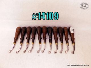 14109 – set of CS Osborne overstitchers, true #4 through #14, all with matching handles. Impossible to find set but here they are - all in one place– $650.00